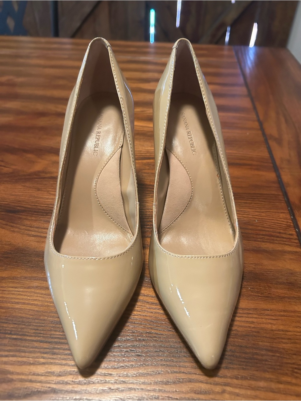 Banana Republic Beige Patent Pointed-Toe Pumps